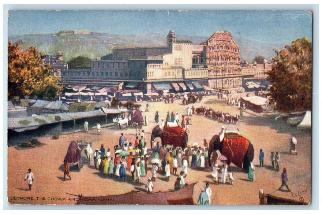c1910 Jeypore The Chowk and Howa Mahal India Oilette Tuck Art Postcard