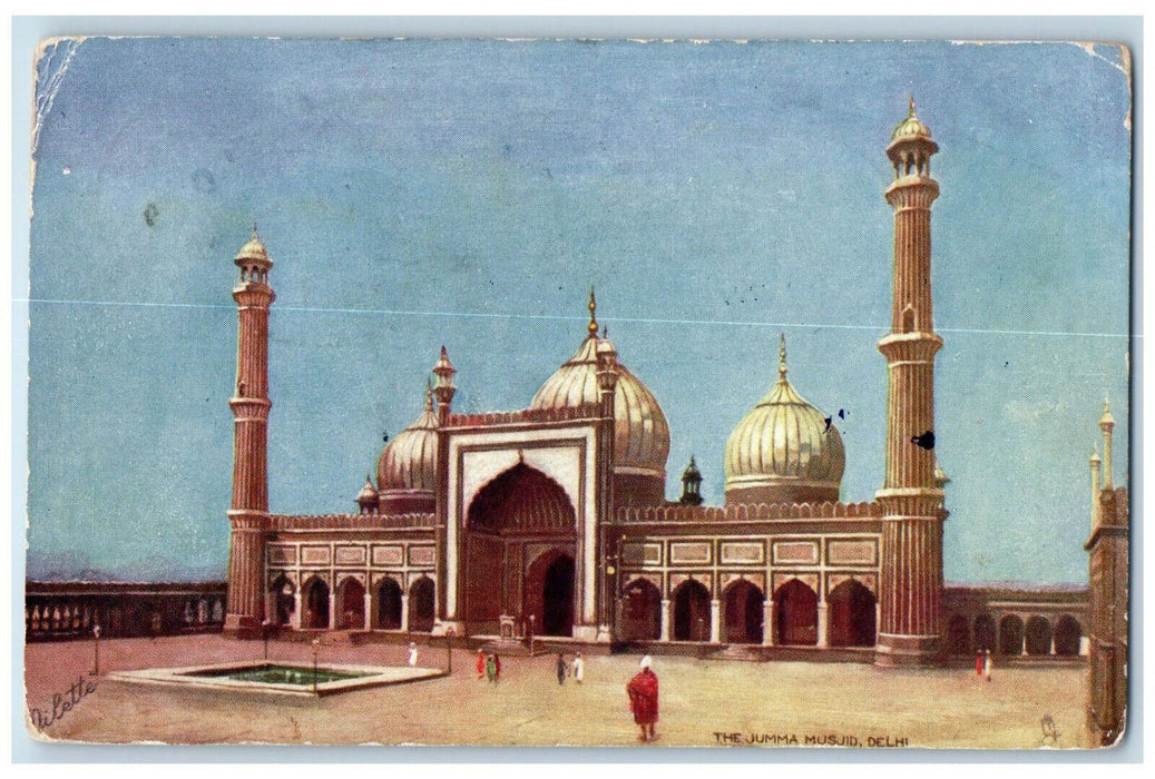 1905 The Jumma Musjid Delhi India Oilette Tuck Art Posted Antique Postcard