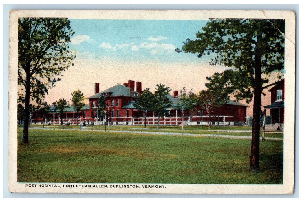 1920 Post Hospital Fort Ethan Allen Burlington Vermont VT Antique Postcard