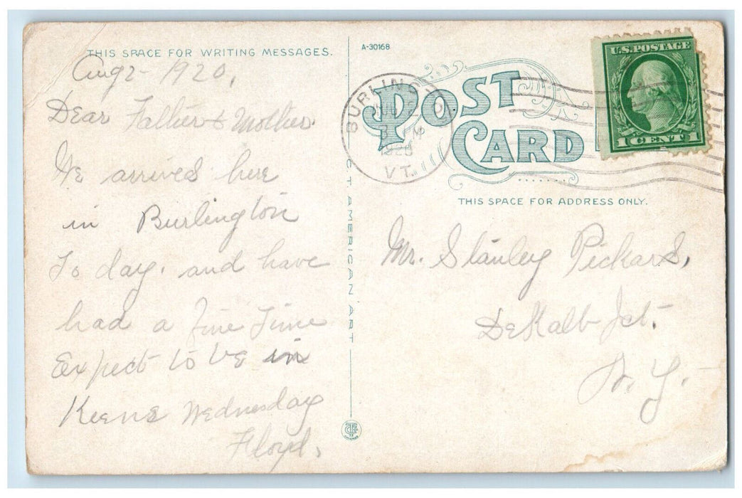 1920 Post Hospital Fort Ethan Allen Burlington Vermont VT Antique Postcard