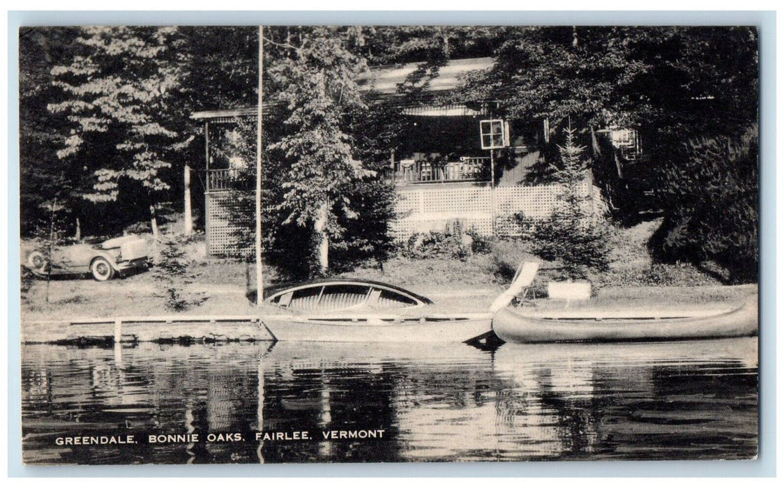 1939 River Scene Bonnie Oaks Fairlee Vermont VT Greendale Vintage Postcard