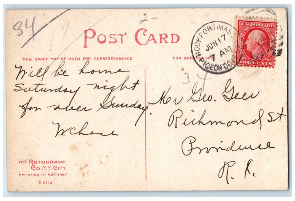 1910 US Life Saving Station Rockport Massachusetts MA Antique Posted Postcard
