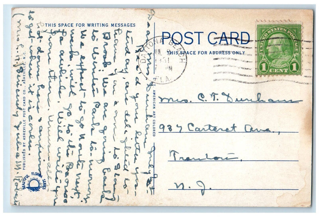 1931 Surf Bathing In The Atlantic Ocean Daytona Beach Florida FL Postcard