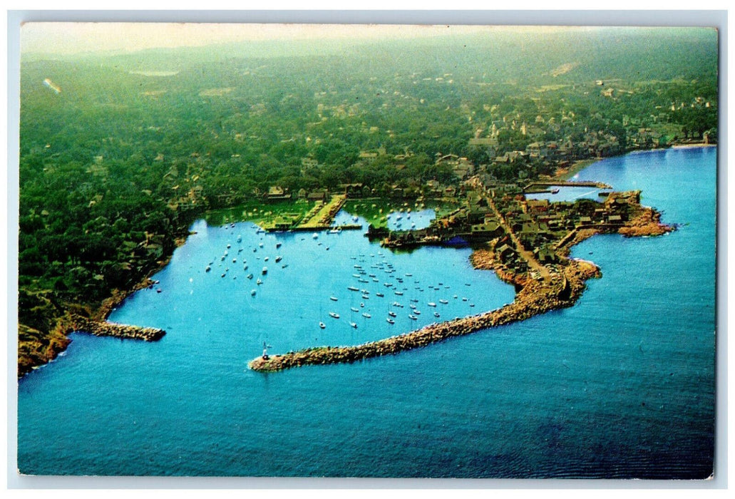 c1960's Aerial View of Rockport Harbor Massachusetts MA The Curham Co. Postcard