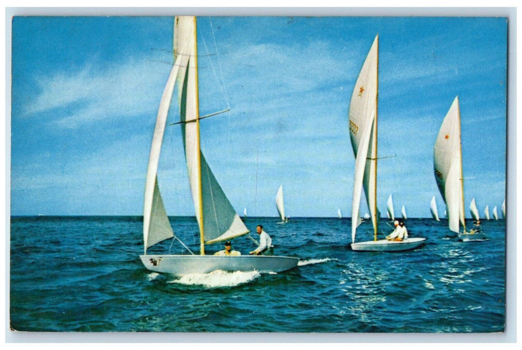 1965 Star Class Boats Racing International Star Fleet Off Rockport MA Postcard
