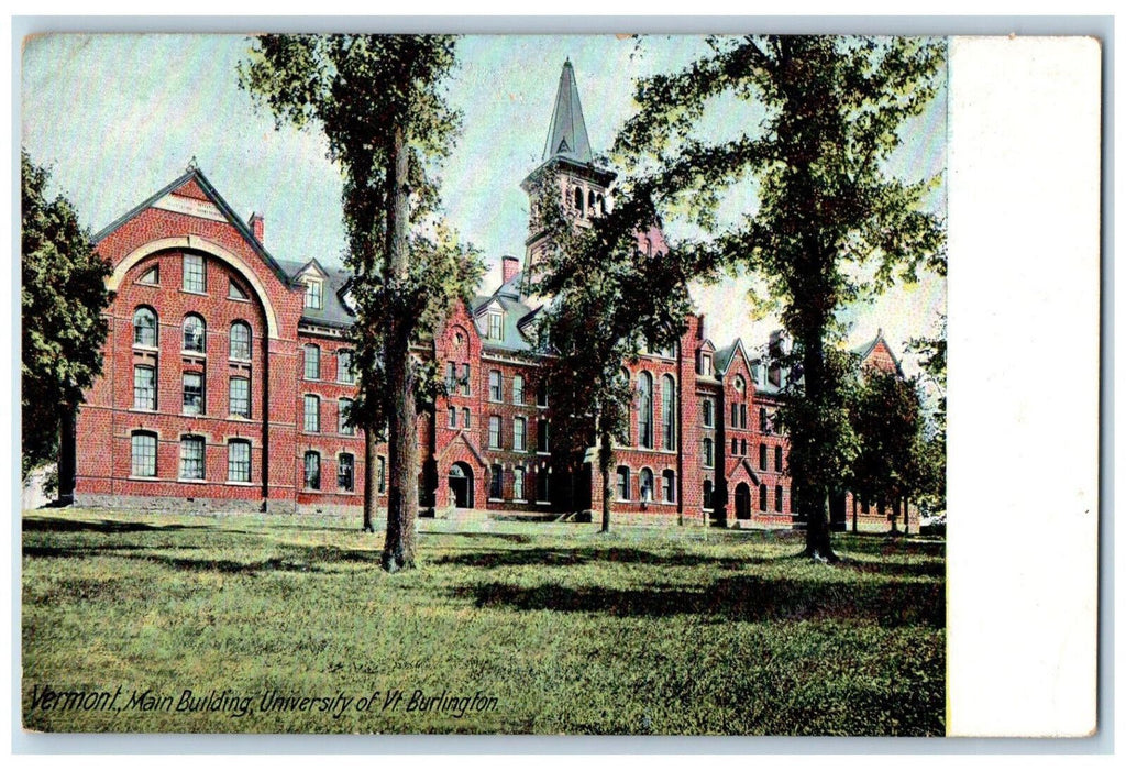 c1910 Main Building University of Burlington Vermont VT Antique Postcard