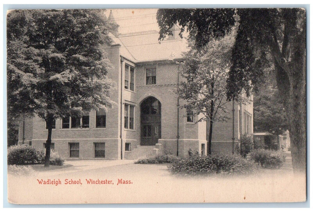 c1905 Wadleigh School Building Winchester Massachusetts MA Rotograph Postcard