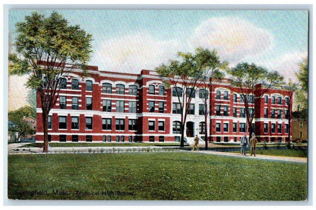 c1910 Technical High School Springfield Massachusetts MA Antique Postcard