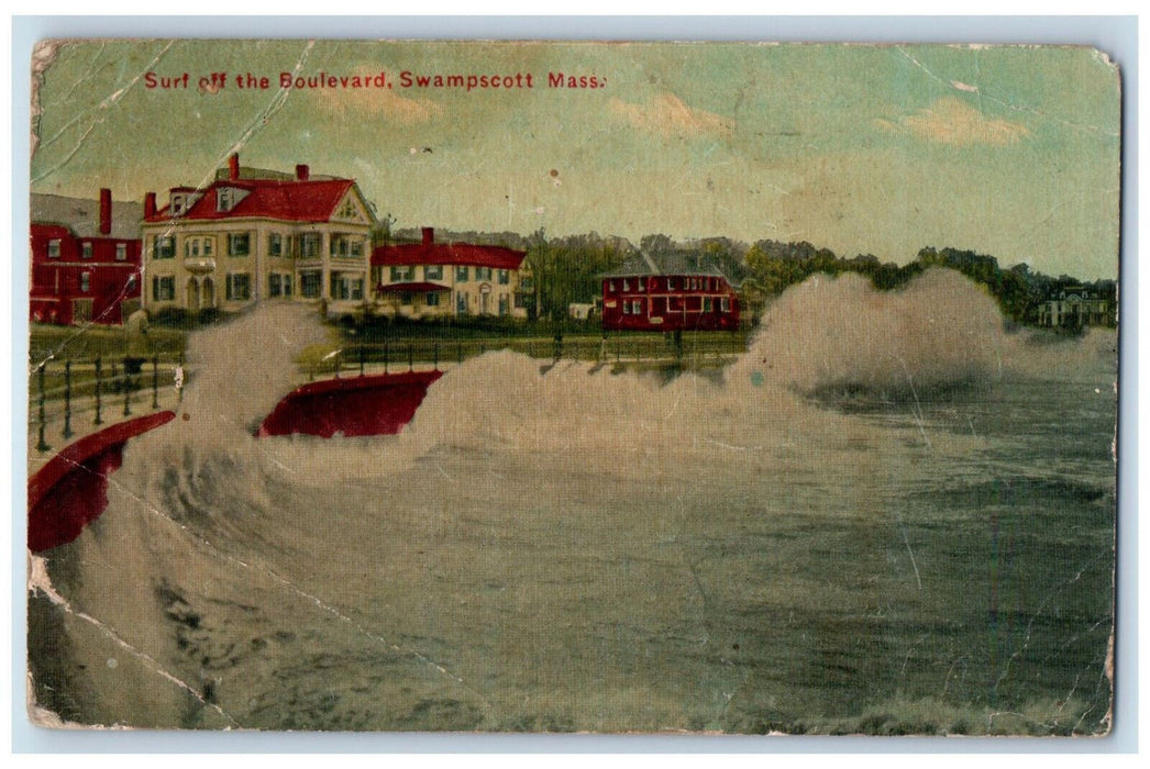 1915 Surf Off The Boulevard Swampscott Massachusetts MA Antique Postcard