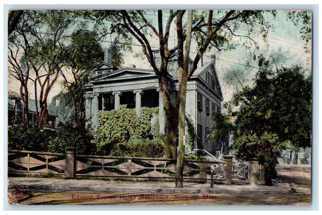 1909 Edward Everette Hale's House Roxbury Massachusetts MA Posted Postcard