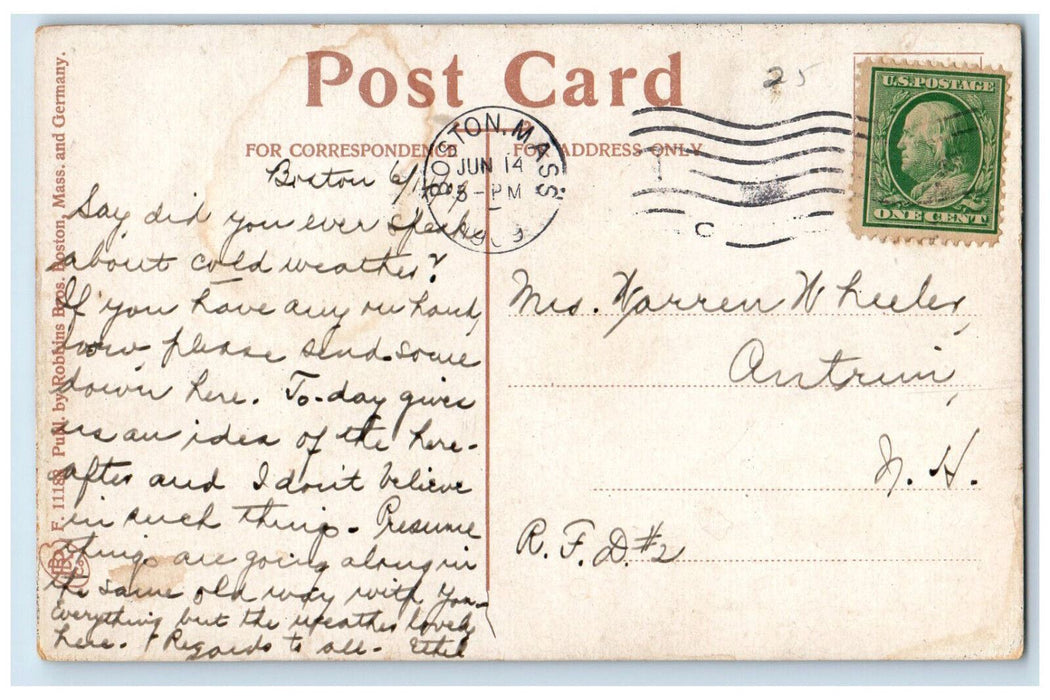 1909 Edward Everette Hale's House Roxbury Massachusetts MA Posted Postcard