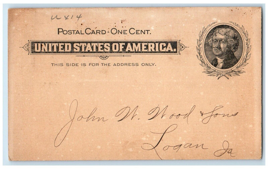 1898 Office of McCormick Harvesting Machine Co. Des Moines Iowa IA Postal Card