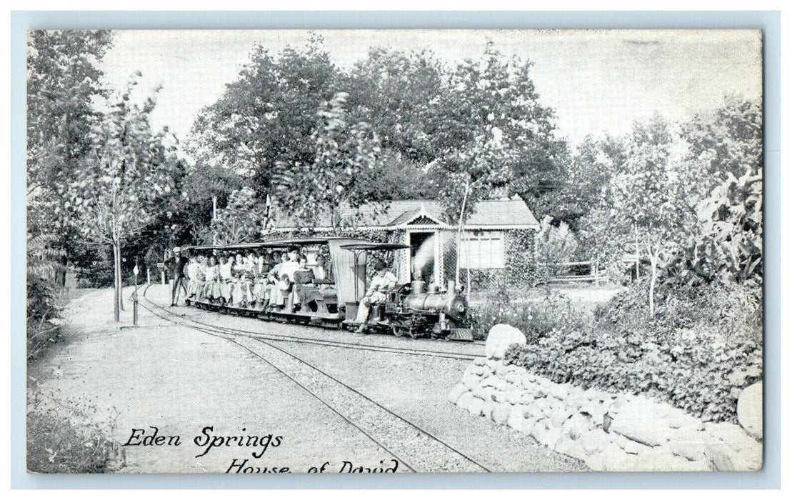 c1910's Eden Springs House Of David Benton Harbor MI, Railway Train Postcard