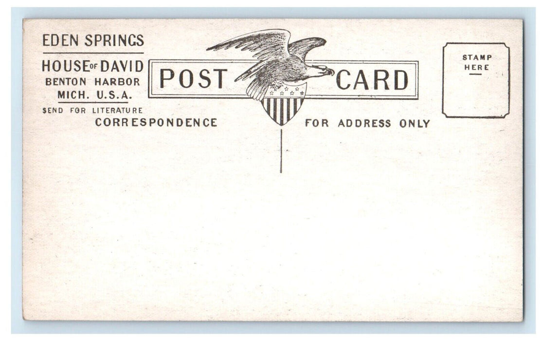 c1910's Eden Springs House Of David Benton Harbor MI, Railway Train Postcard