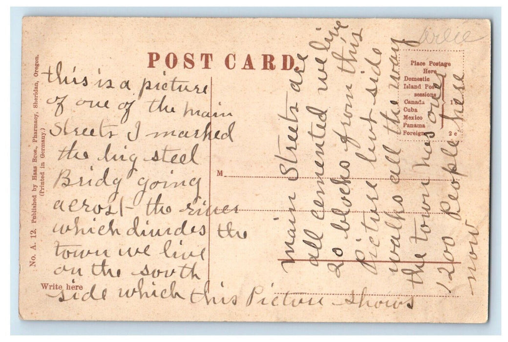 c1910's Bridge Street Horse And Carriage Dirt Road Sheridan Oregon OR Postcard