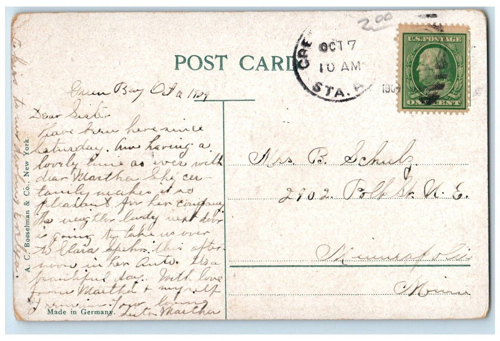 1909 Boat Docks Steamer Cruise Shipyard River Lake Green Bay Wisconsin Postcard