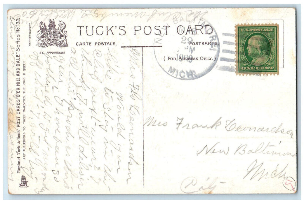 1909 New Baltimore Michigan MI Postcards O'er Hill and Dale Tuck Art Postcard