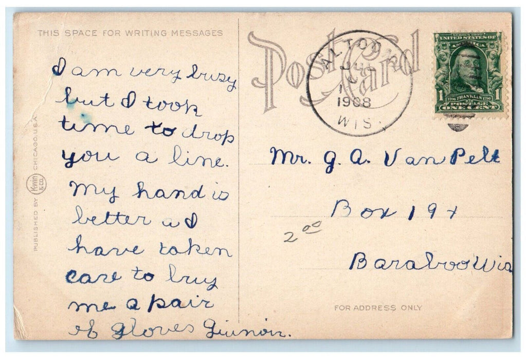 1908 Omaha Railroad Bridge Rocks River Lake Logs Eau Claire Wisconsin Postcard
