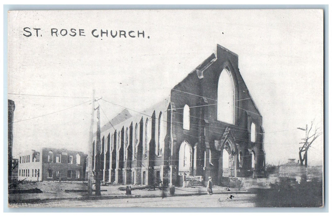 c1940s St. Rose Church Ruins Of Chelsea Fire Massachusetts MA Unposted Postcard