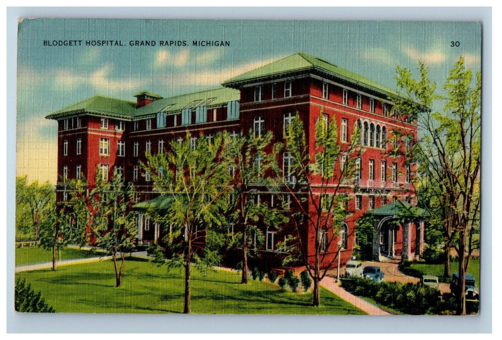 1938 Blodgett Hospital Building Grand Rapids Michigan MI Posted Vintage Postcard