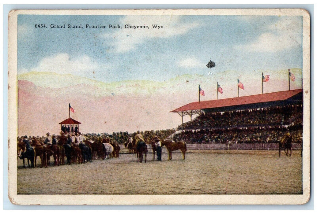 c1920's Horses at Grand Stand Frontier Park Cheyenne Wyoming WY Antique Postcard