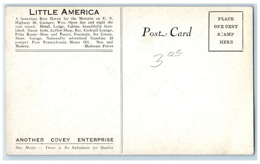 c1950's Cocktail Lounge Little America at Granger Wyoming WY Vintage Postcard