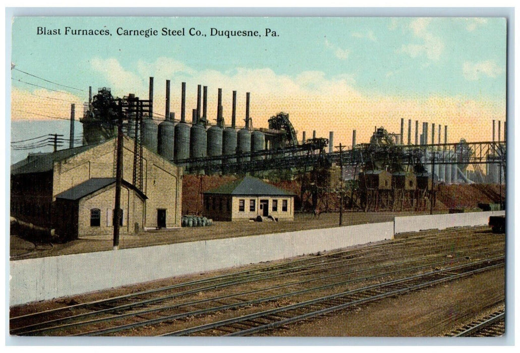 1910 Railroad Blast Furnaces Carnegie Steel Co Duquesne Pennsylvania PA Postcard