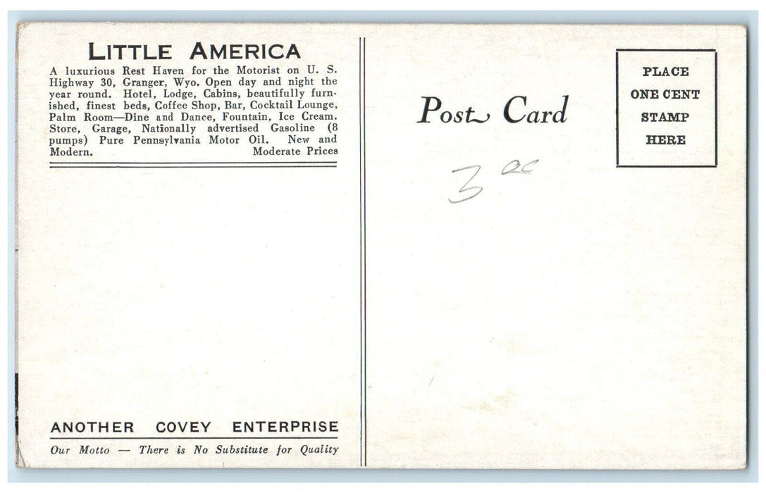 c1950's Bar Little America at Granger Wyoming WY Unposted Vintage Postcard