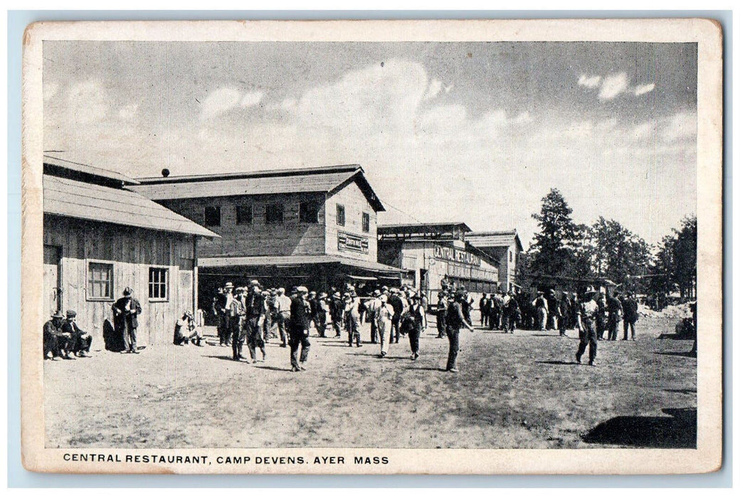 1918 Central Restaurant Camp Devens Scene Ayer Massachusetts MA Posted Postcard
