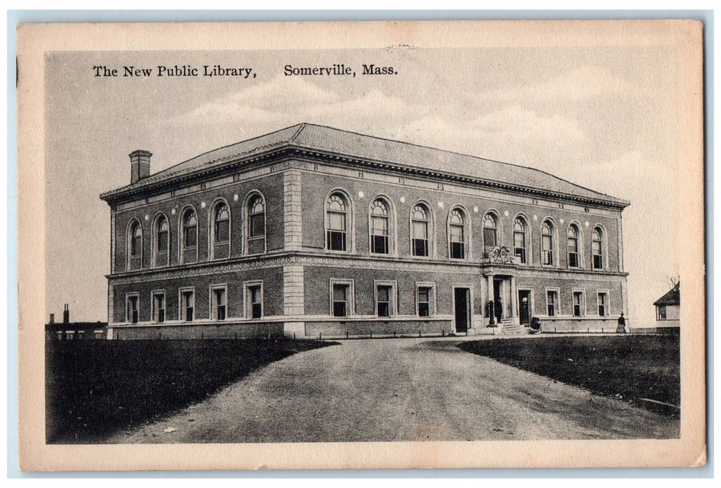 1917 The New Public Library Exterior Somerville Massachusetts MA Posted Postcard
