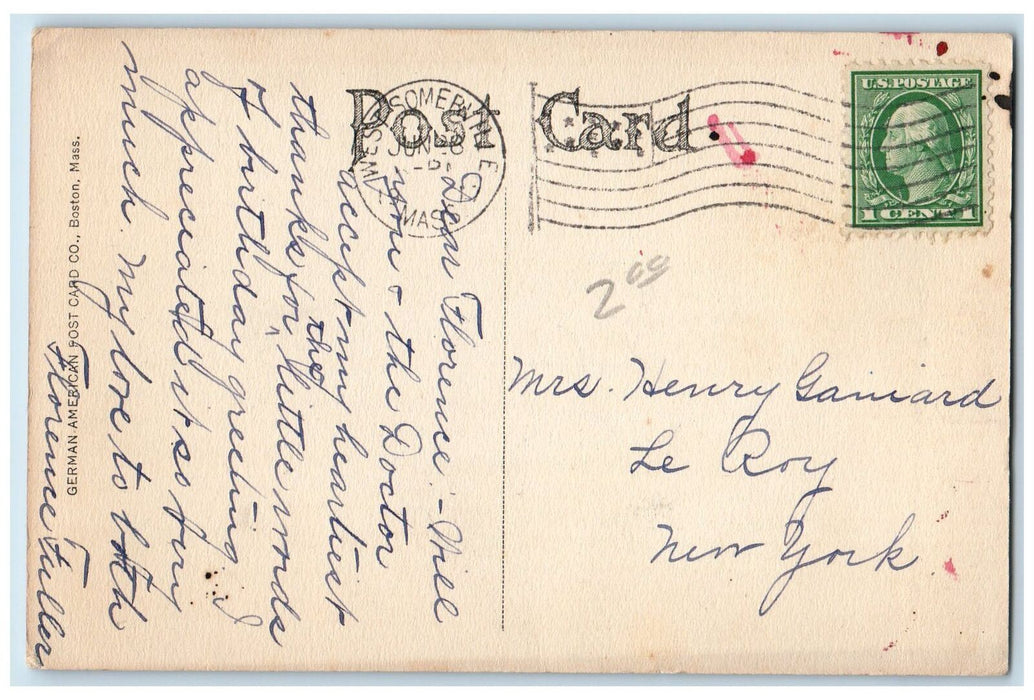 1917 The New Public Library Exterior Somerville Massachusetts MA Posted Postcard