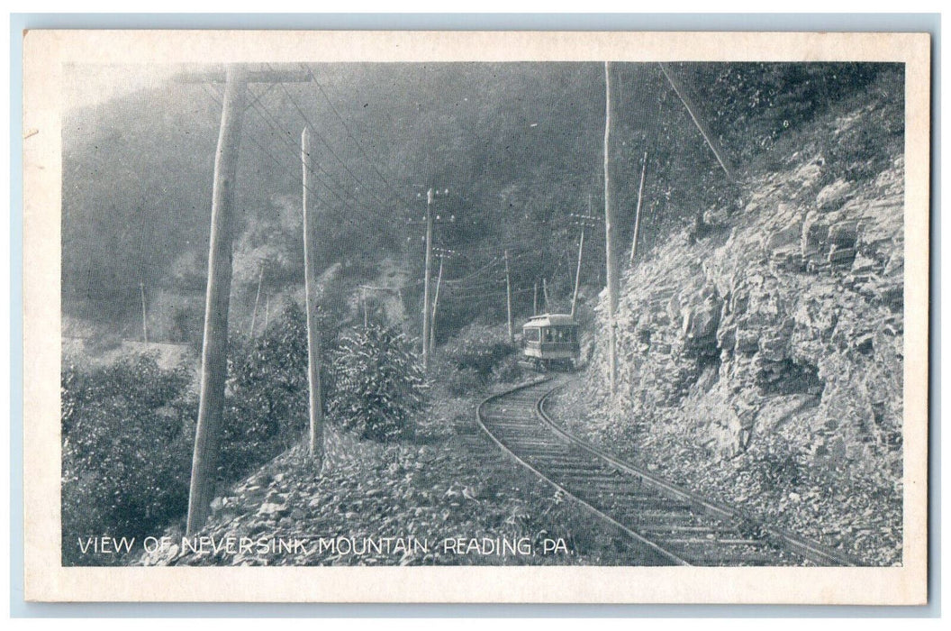 View Of Neversink Mountain Reading Pennsylvania PA Train Railroad Scene Postcard