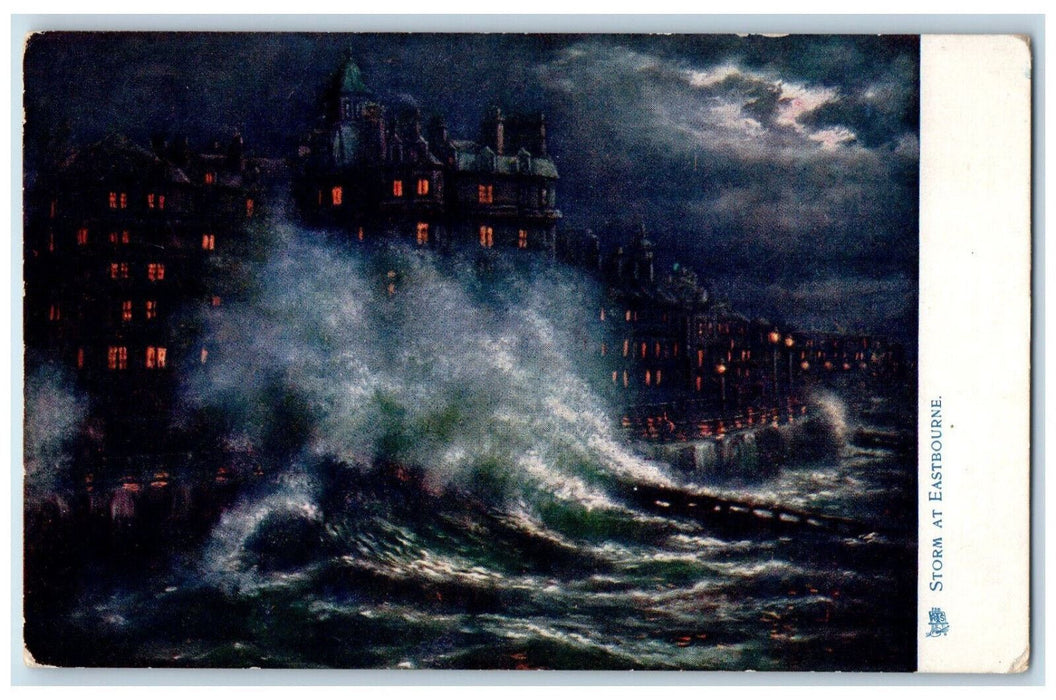 1907 Storm at Eastbourne England Oilette Tuck Art Antique Posted Postcard