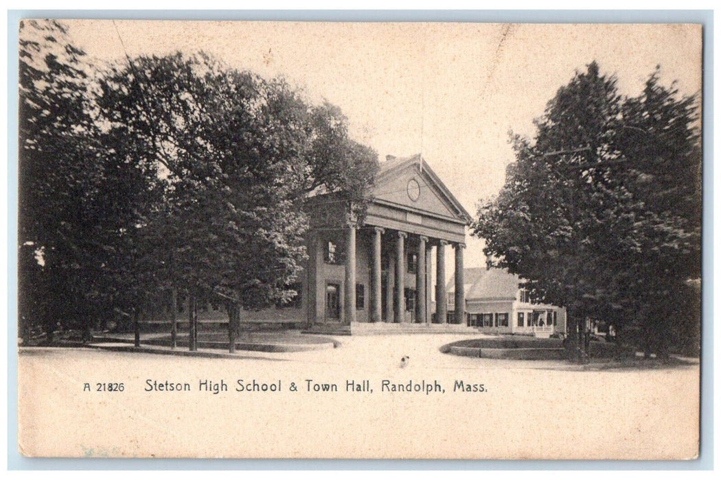1908 Stetson High School Town Hall Exterior Randolph Massachusetts MA Postcard