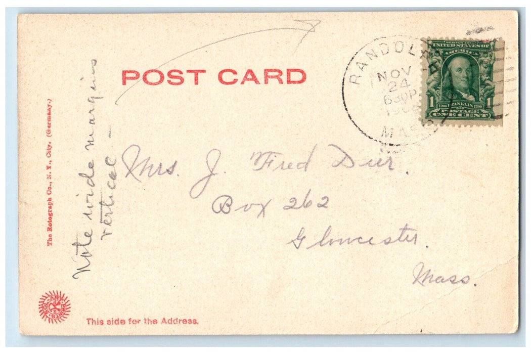 1908 Stetson High School Town Hall Exterior Randolph Massachusetts MA Postcard