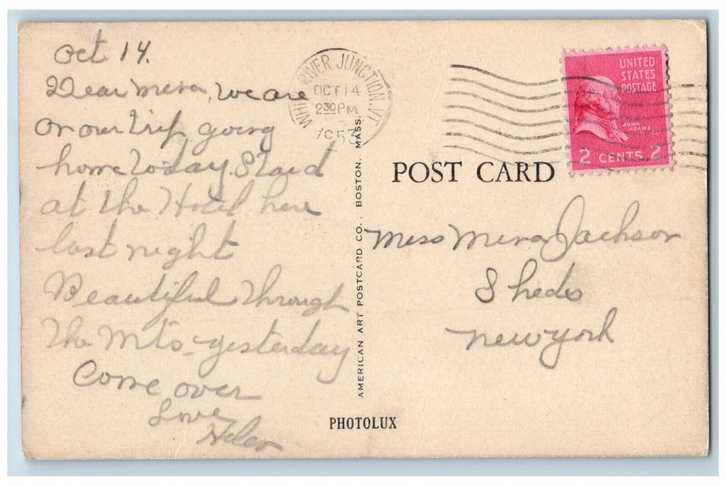 1953 Hotel Coolidge White River Junction Vermont VT Vintage Postcard