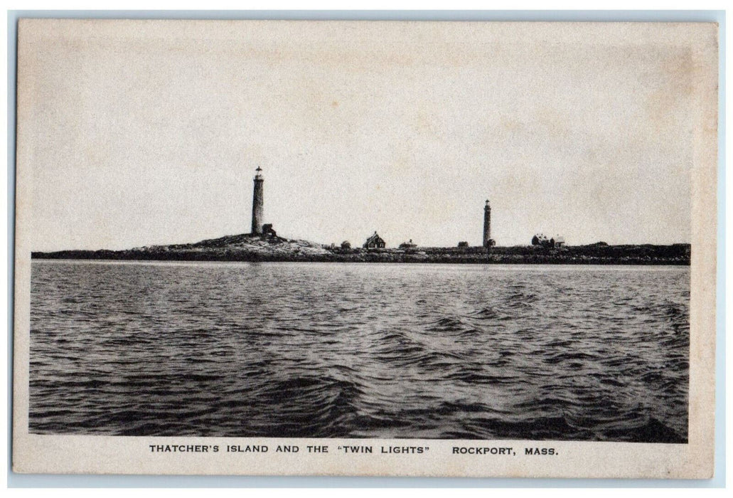 c1940's Thatcher's Island "Twin Lights" Rockport Massachusetts MA Postcard