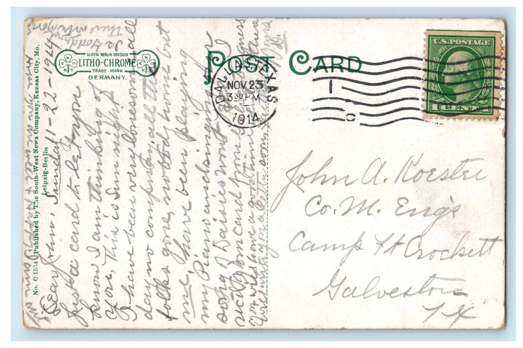 1914 Wheelers Park Entrance Dirt Road Oklahoma City Oklahoma OK Antique Postcard