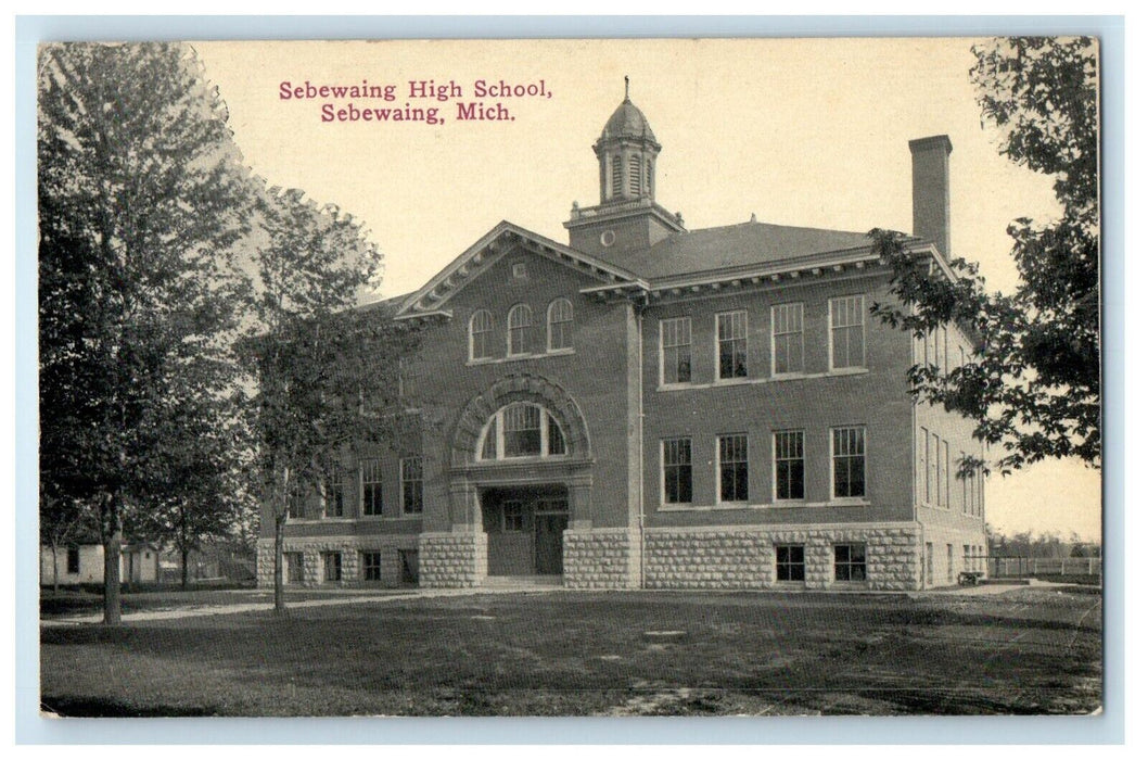 1920 Sebewaing High School Building Sebewaing Michigan MI Vintage Postcard