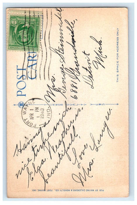 1940 St. Joe River Spy Run Bridge North Side High School Fort Wayne IN Postcard