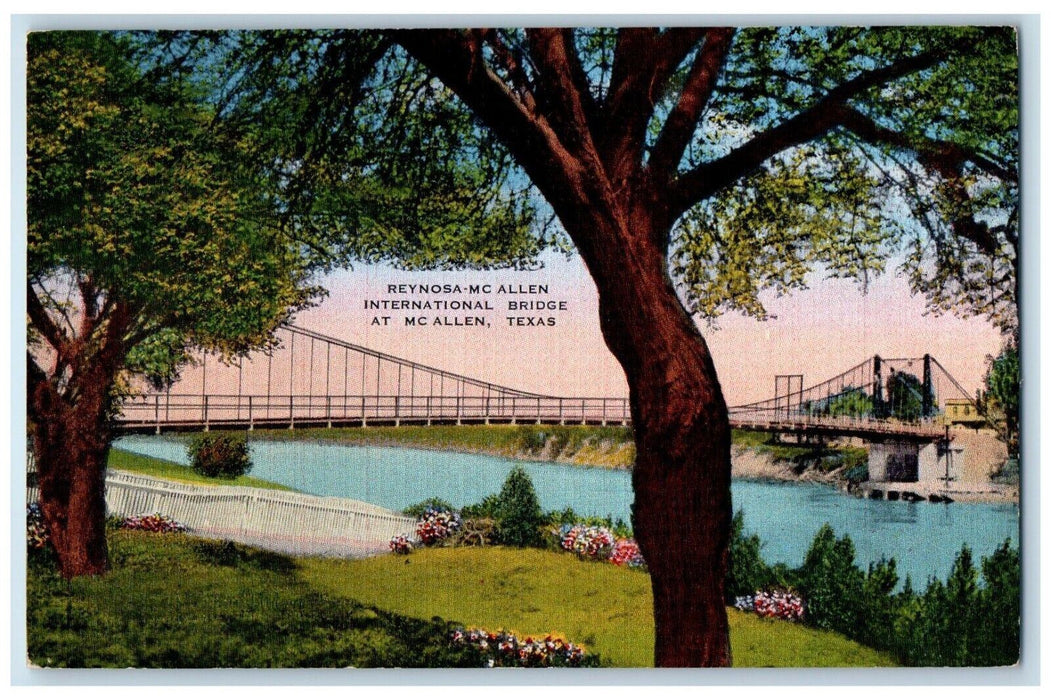 c1940 Reynosa Mc Allen International Bridge Mc Allen Texas TX Vintage Postcard