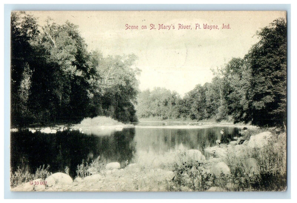 1908 Scene On St. Mary's River Fort Wayne Indiana IN Posted Antique Postcard