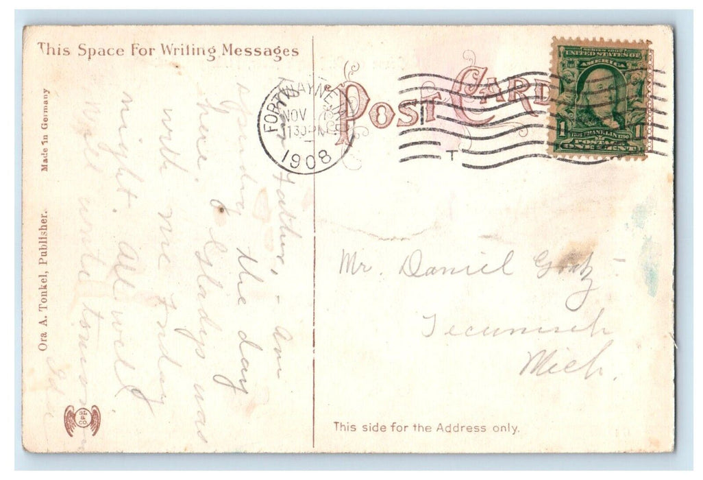 1908 Scene On St. Mary's River Fort Wayne Indiana IN Posted Antique Postcard