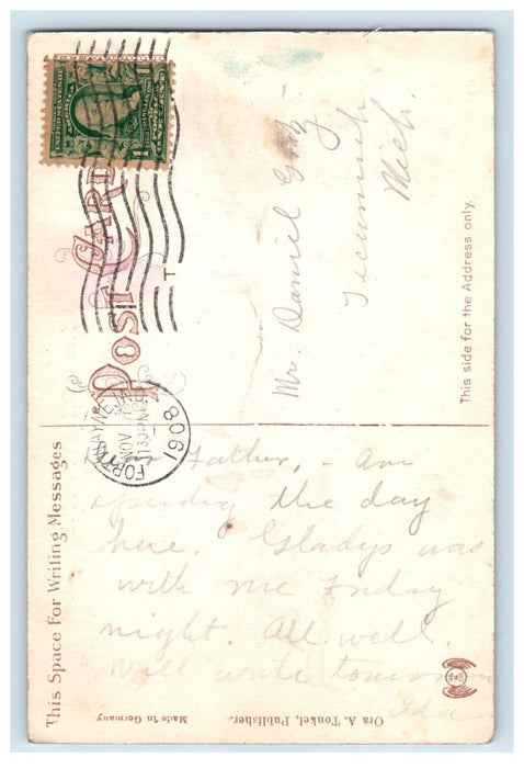 1908 Scene On St. Mary's River Fort Wayne Indiana IN Posted Antique Postcard