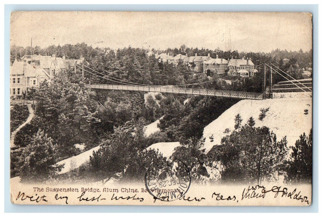 1903 The Suspension Bridge Alum Chine Bournemouth Detroit Michigan MI Postcard