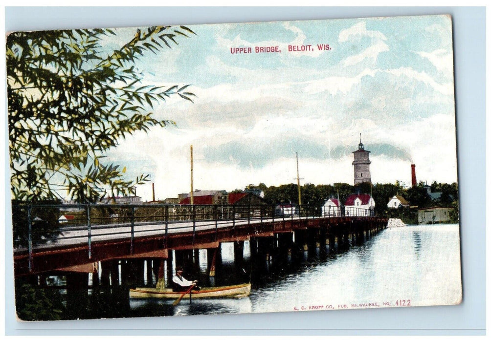 c1910 Upper Bride Lighthouse Canoe Boat Exterior Lake Beloit Wisconsin Postcard