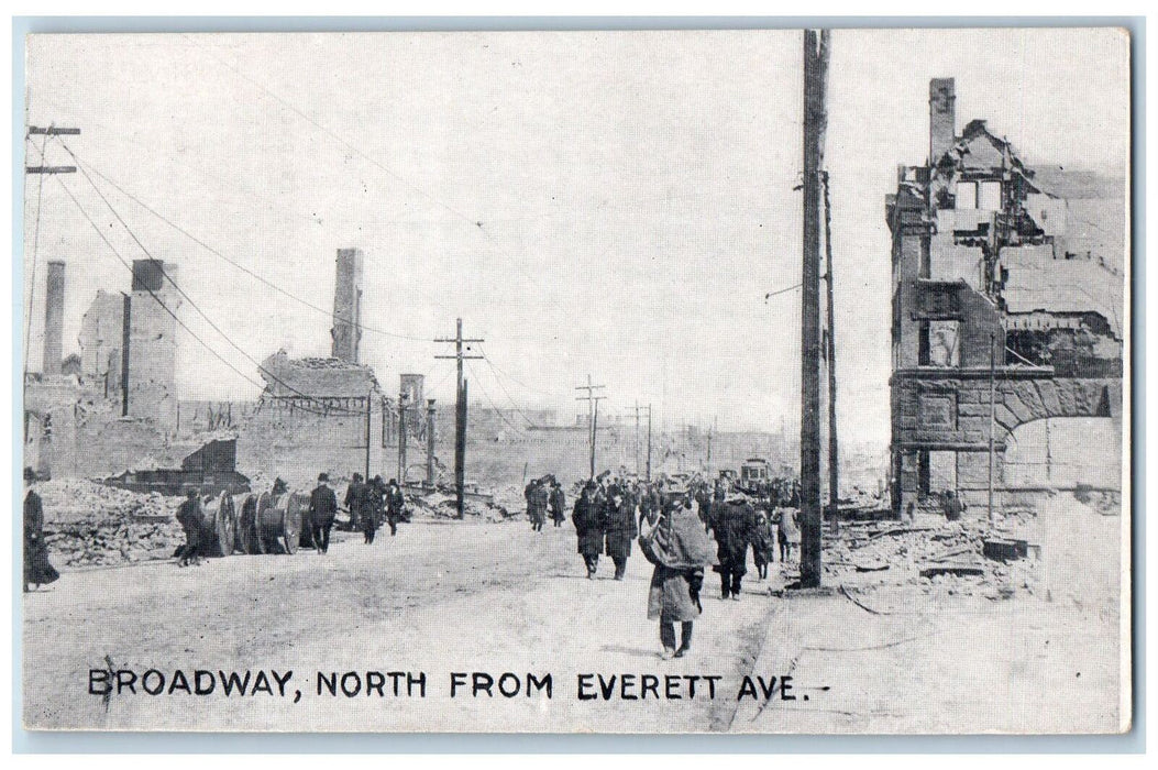 c1940s Broadway North From Everett Avenue Massachusetts MA Unposted Postcard