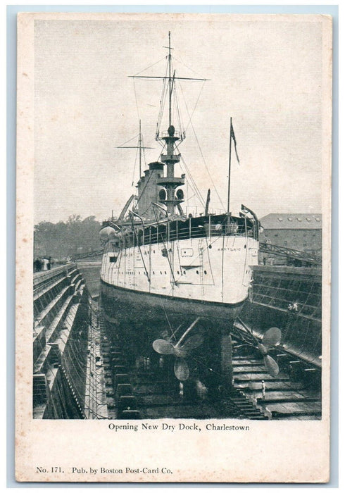 c1940s Opening New Dry Dock Maryland Scene Charlestown Massachusetts MA Postcard