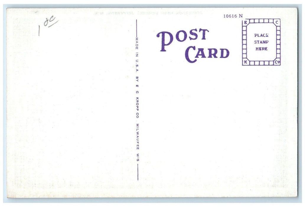 c1940 Jefferson High School Exterior Building Field Jefferson Wisconsin Postcard