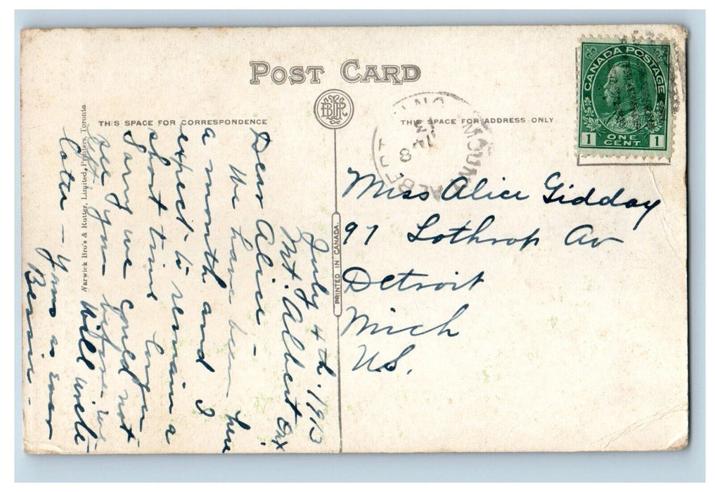 1913 View Of Jackson's Point Lake Simcoe County Canada Posted Antique Postcard